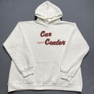 VINTAGE Russell Athletic Hoodie Mens Large White Pullover Made‎ USA Softball 90s